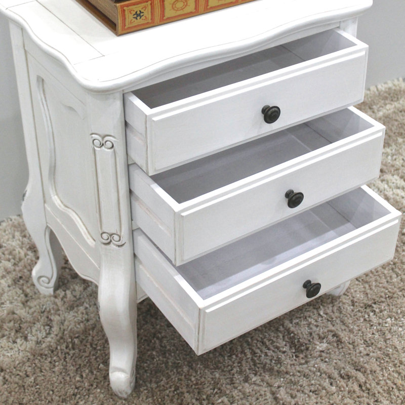Tercero Lacey 3-Drawer Nightstand, Blanc antique