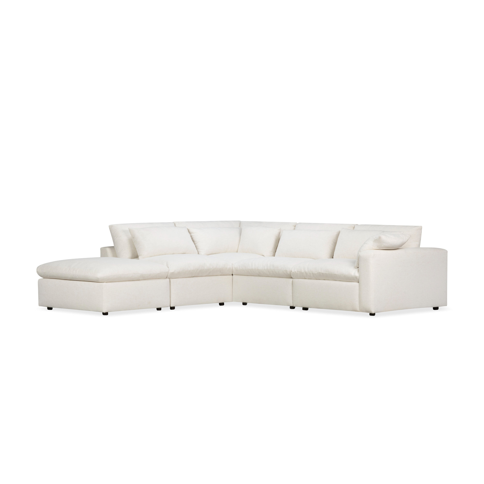 Remy 5-Piece Modular Chaise Sectional, Nomad Snow Crypton® Chenille, Left Hand Facing