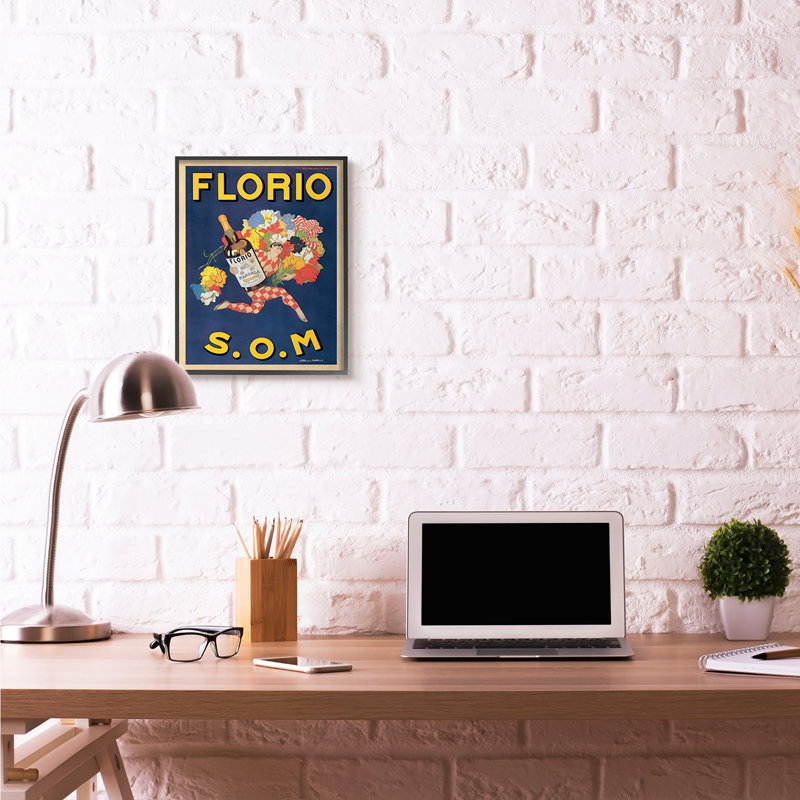 « florio rétro affiche drink » par marcello dudovich-impression, Giclée encadrée noir minuit, H 20 po x l 16 po x P 1,5 po