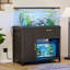 Support d'aquarium avec station de charge, support d'aquarium à DEL noir avec armoires, support d'aquarium rectangulaire avec tablettes réglables-1225203601