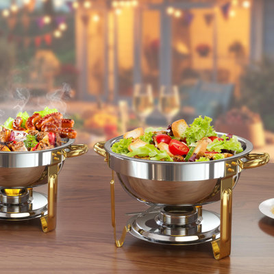 Chafing Dishes For Buffet, 5qt Round Chafing Dish Buffet Set Stainless Steel Buffet Food Warmers Sets For Catering Events Parties Dinners With Complete Set