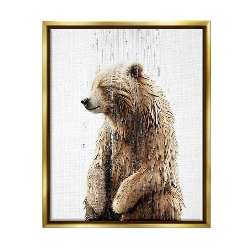 Bear Bear Splash, H 21 po x l 17 po x P 1,7 po, Cadre flottant métallique doré