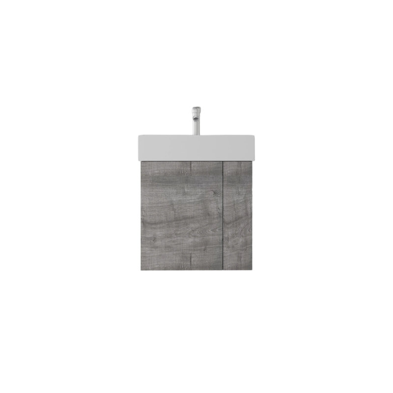 Meuble-lavabo flottant 21,6 po avec lavabo, porte à fermeture en douceur, lavabo en céramique, contreplaqué, Grey