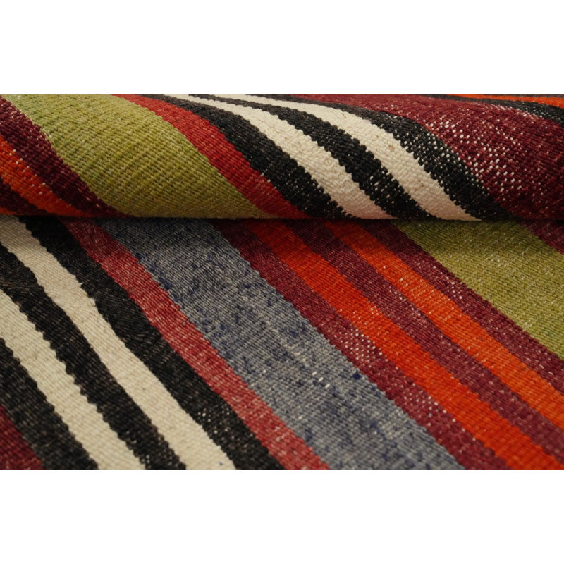 Tapis rayé en laine 5 x 9