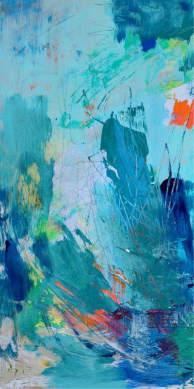 Graceful Blue I Painting by Elle Youngstrom, Image Brush Gel, 60" H x 30" W