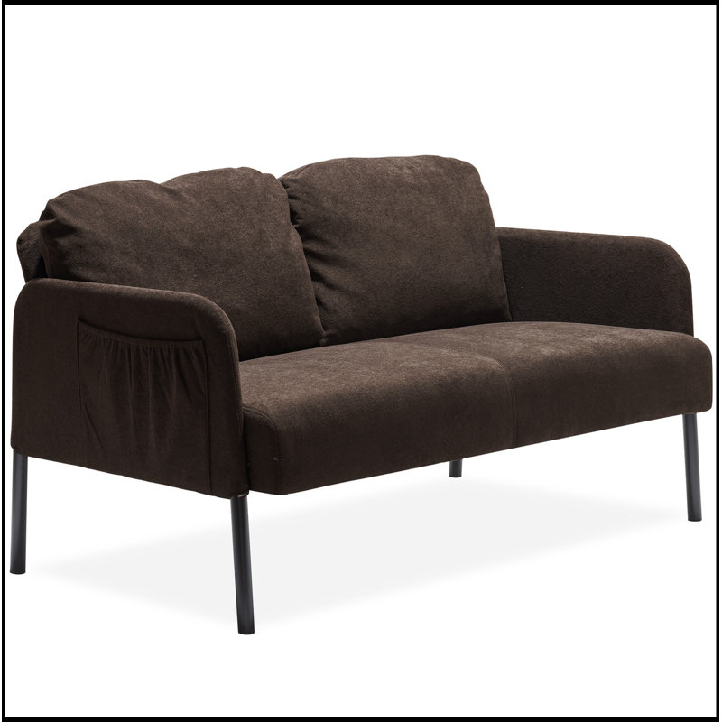 Canapé confortable en tissu de polyester pour divers espaces, rehaussant le style intérieur, Brun