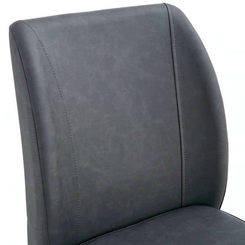 Dining Chairs, Silver, Faux Leather Dark Gray