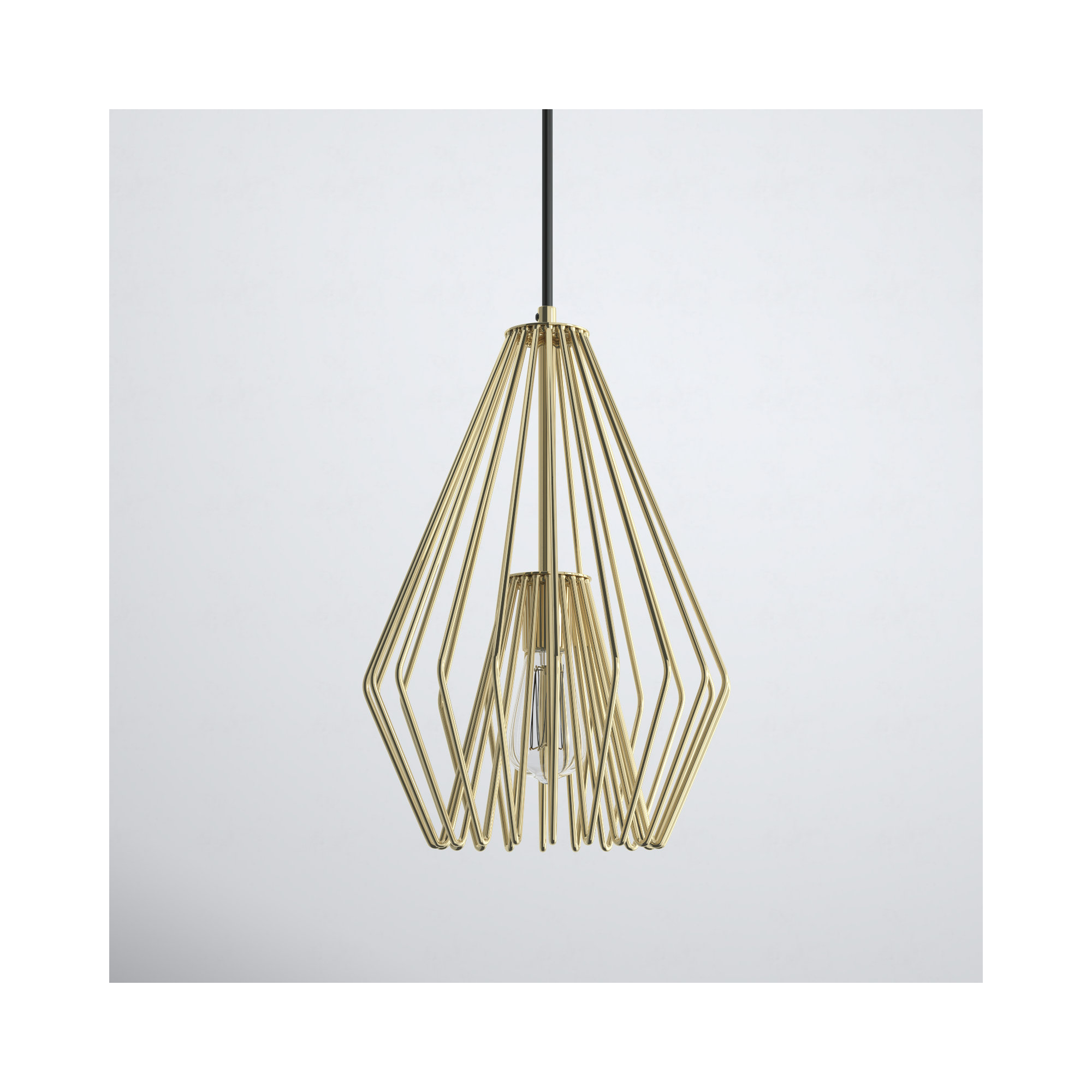 Frankie Single Light Metal Dimmable Pendant, Metallic Gold, 15.75" H x 9.25" W x 9.25" D