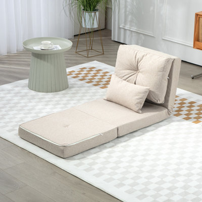 Fauteuil convertible HOMcom, canapé paresseux, canapé-lit pliant rembourré avec dossier réglable, structure et oreillers en métal,