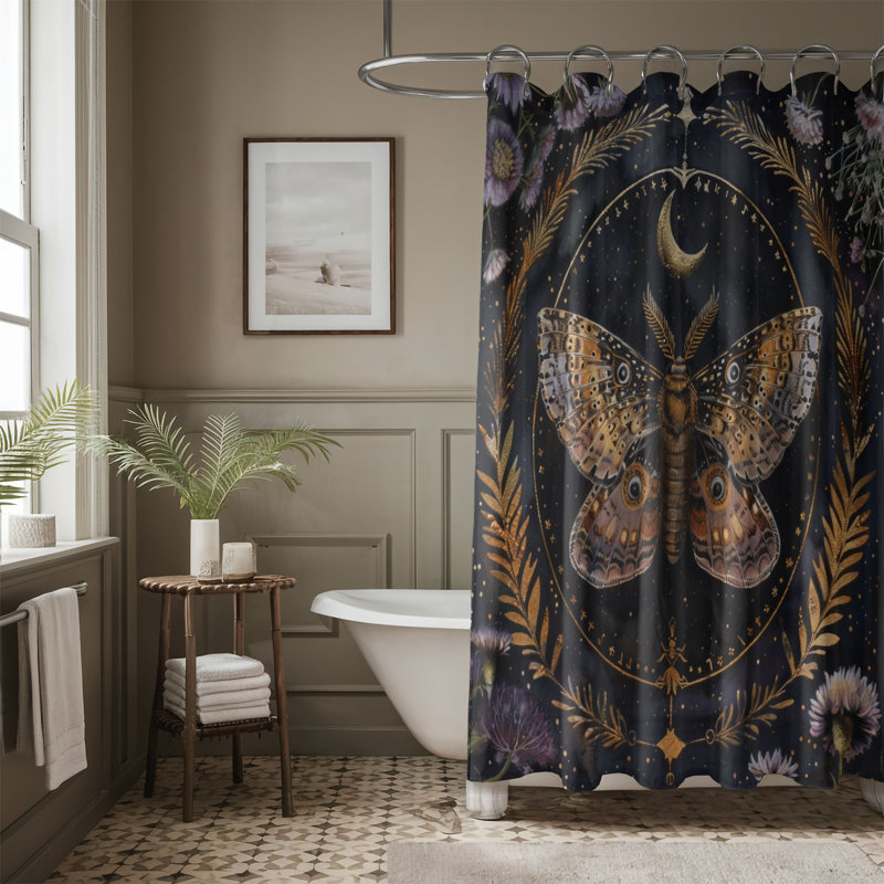 Rideau de douche standard 1 pièce Moth Drift, H 74 po x l 71 po