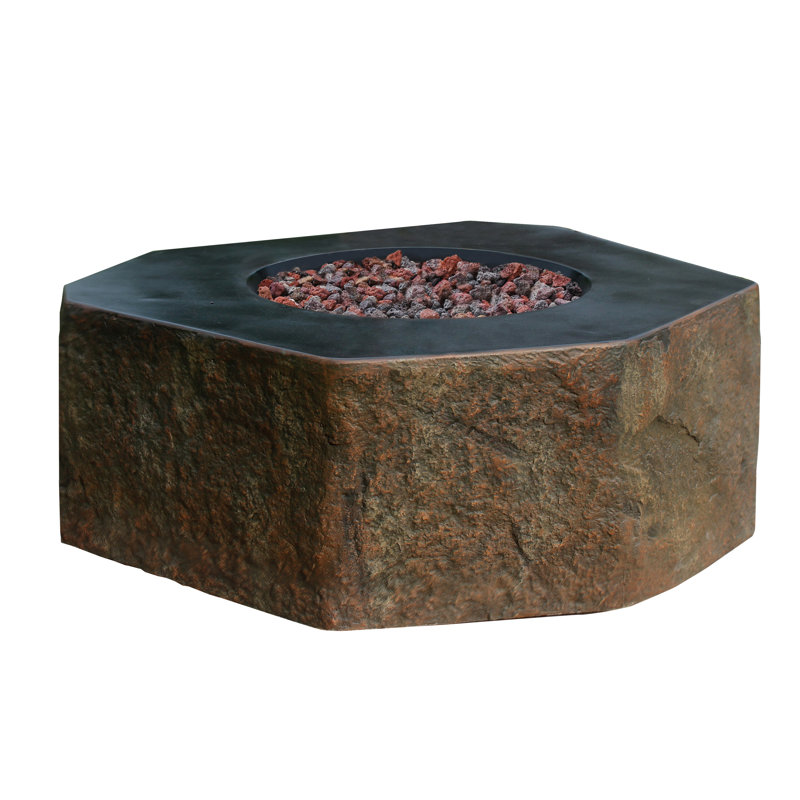 Columbia 42" Outdoor Concrete Fire Table 45,000 BTU - Includes Lava Rocks & PVC Cover, Propane