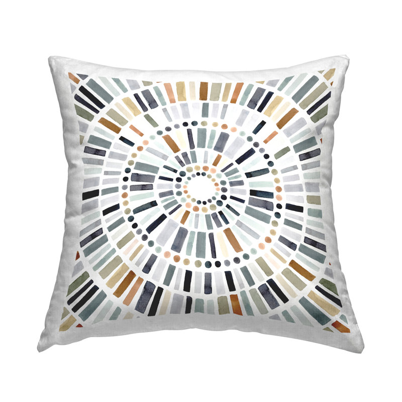 Coussin décoratif abstrait à motif de mosaïque abstraite et rustique par Victoria Barnes