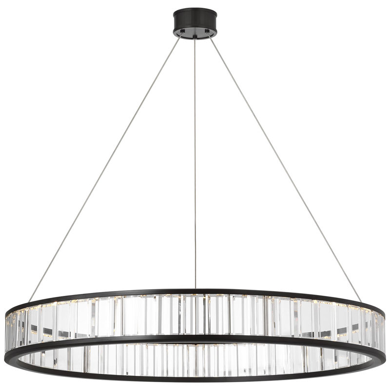 Chapman & Myers Iterna 40" Ring Chandelier with Alabaster, Modern Iron