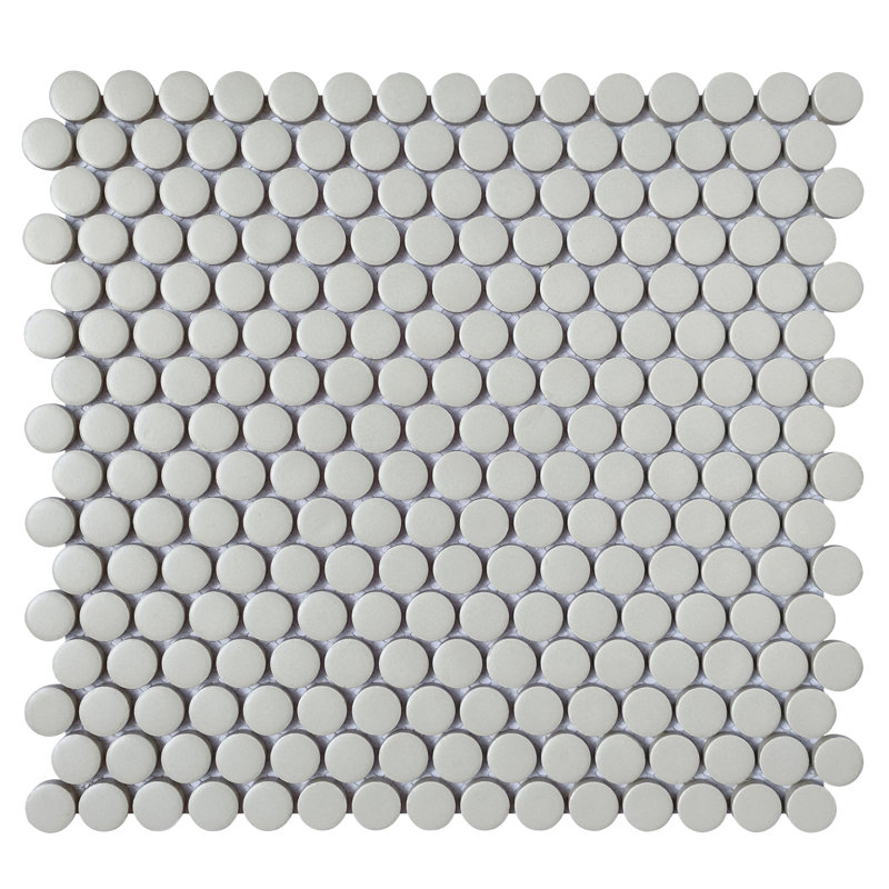 Gray Matte Penny Round Mosaic Tile – 12x12 Wall & Floor, Matte Gray