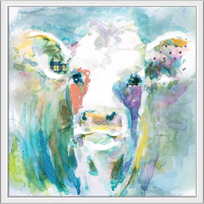 «Playful Gracie» par Carol Robinson - Peinture, Cadre flottant blanc, H 27,5 po x l 27,5 po x P 2 po