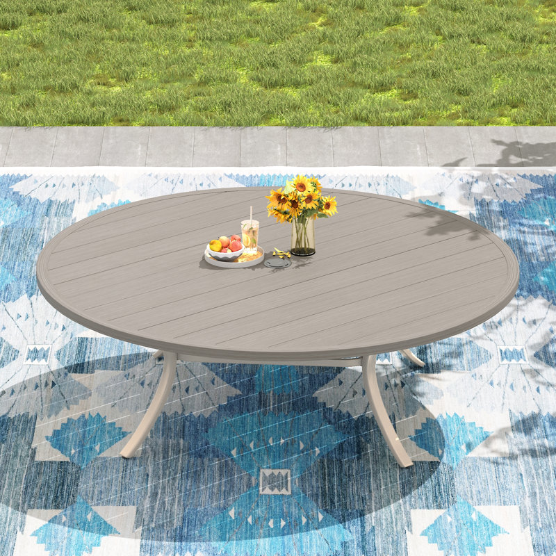 Ensemble repas d'extérieur pour 10 personnes avec chaises empilables, Gray Woodlike/Cream