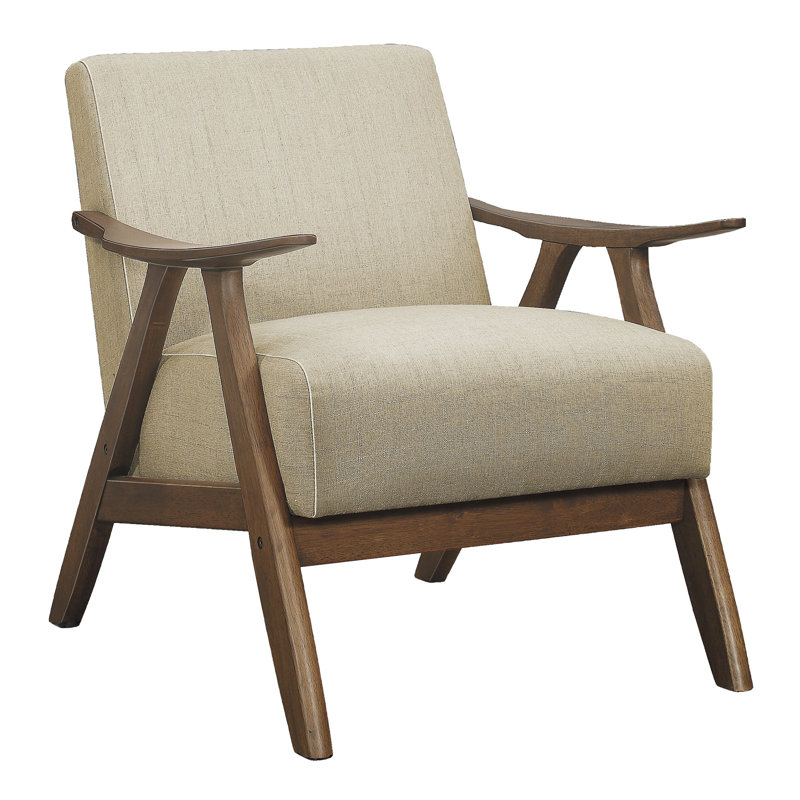 Chaise d'appoint en tissu texturé brun: bois de finition noyer, rembourrage en mousse, Marron clair