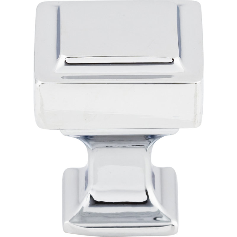 Ascendra 1 1/8" Length Square Knob, 1 1/4" Length, Polished Chrome