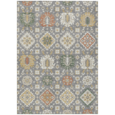 Machine Washable Indoor/Outdoor Husby ACN2200 Bohemian Rug