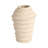 Decorative Textured Ribbed Table Vase with Chiseled Design for Home Decor - Sculptural Tall Flower Vase for Shelf or Kitchen Accent - Ivory and Tan-196265669