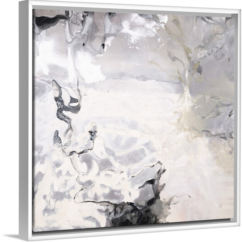 « tone on tone », peinture sur toile, H 21,7 po x l 21,7 po x P 1,75 po, Cadre flottant blanc