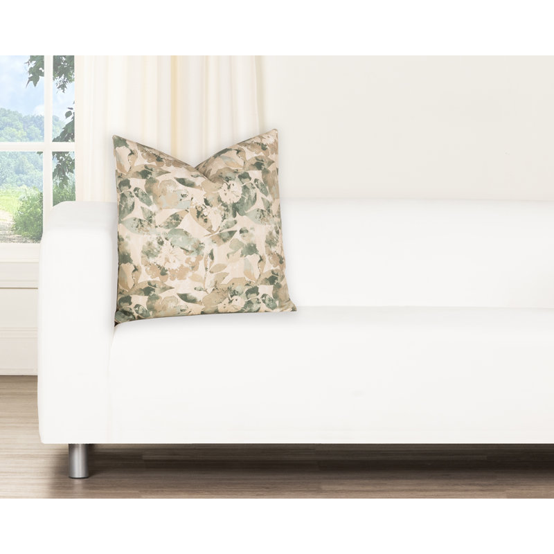 Magnolia Home Fashions Misty Spa Accent Pillow, 26"H x 26"W, Green Floral, Feather