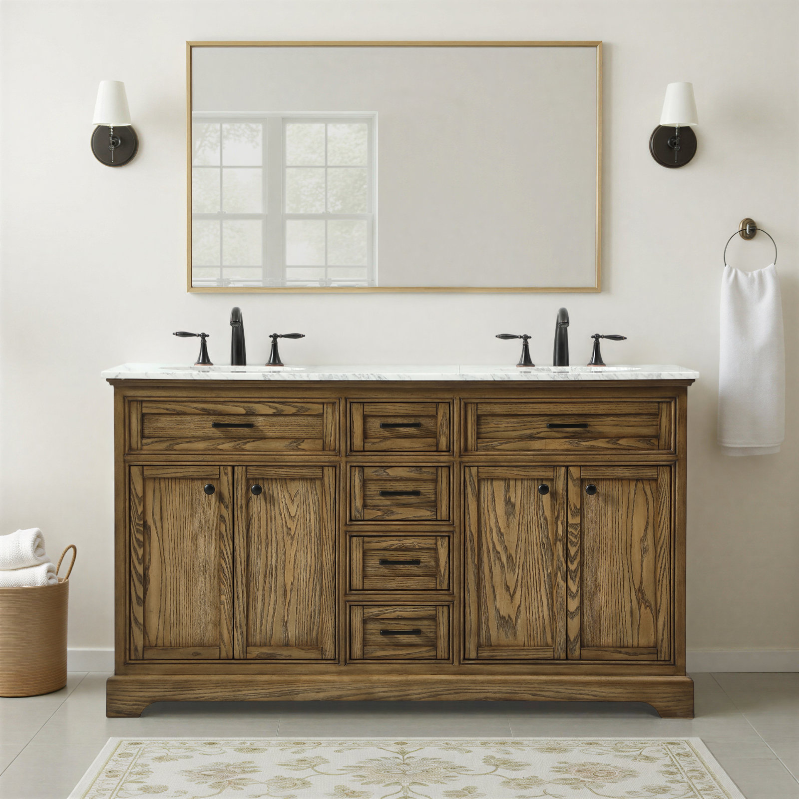 Hermes 60'' Double Bathroom Vanity, Driftwood