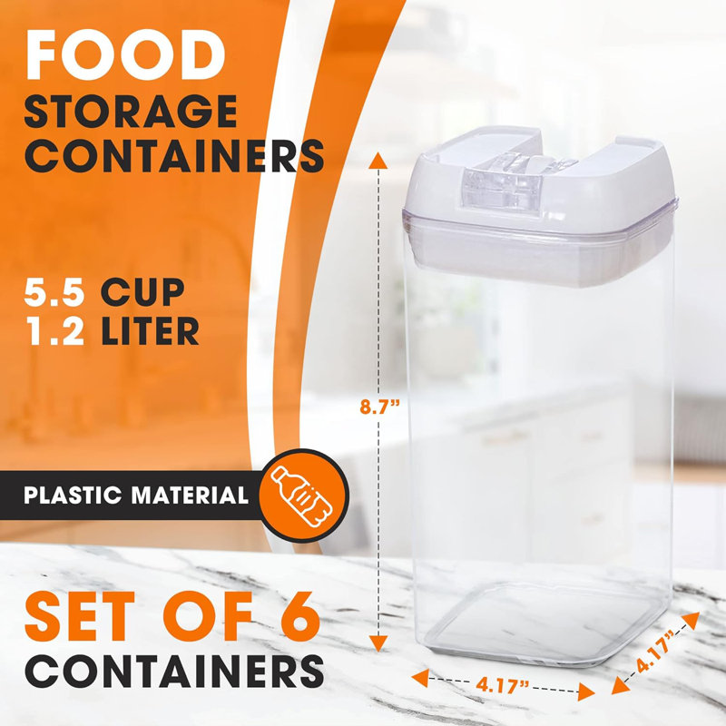 Cheer Collection 6-Piece White BPA-Free Food Storage Set