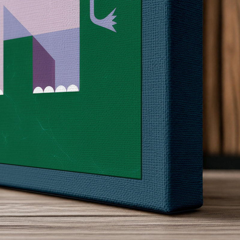 Elephant's Trumpet Geometric - Wrapped Canvas, 30x20 - 76.2 x 50.8 cm, Teal Border