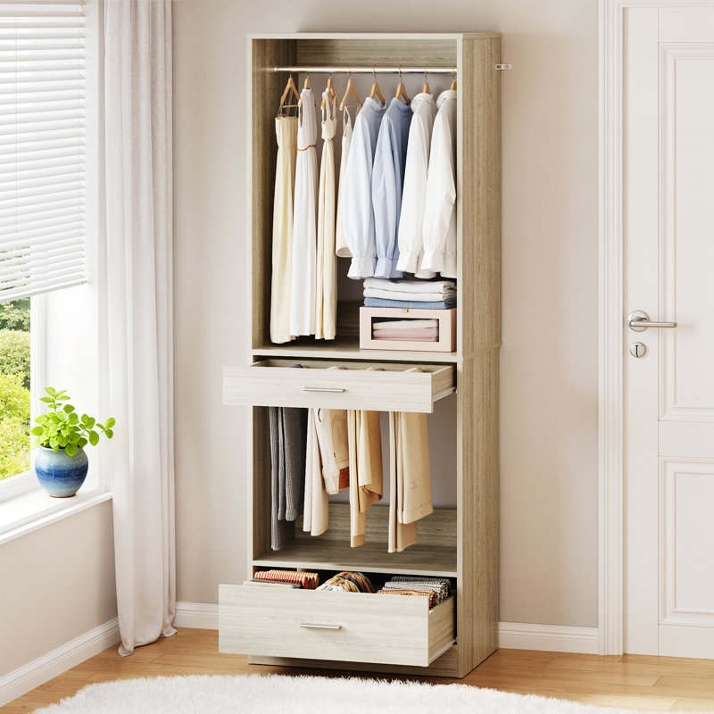Système d'organisation 47,2 "avec système de penderie, support à pantalons et tiroir, 2 pièces, Beige
