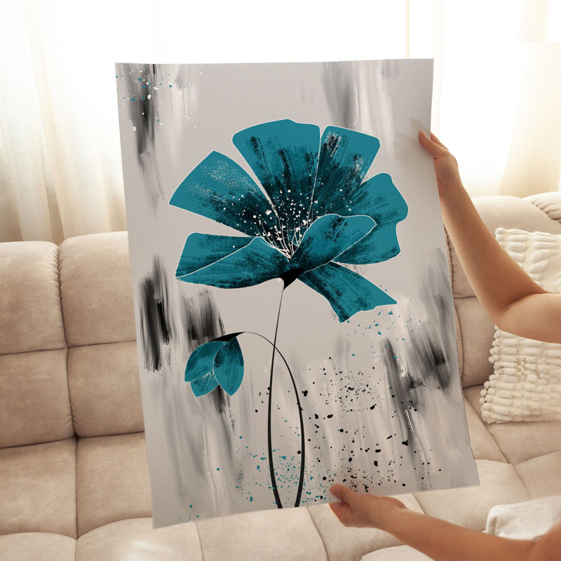 Floral The Blue Flower Modern Unframed Art Print, 16" H x 12" W