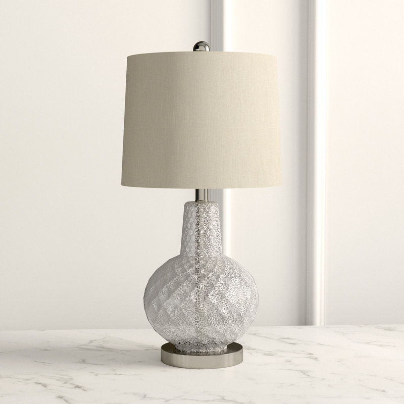 Atlas 24" Silver Mercury Glass Table Lamp with Ivory Shade