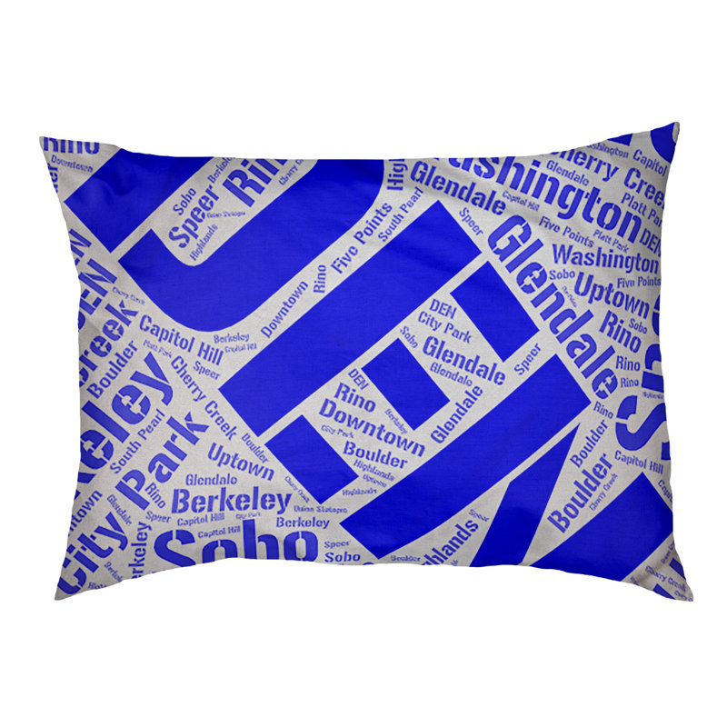 Coussin de chien « districts », Grand (l 40 po x P 30 po x H 14 po), Bleu, Denver