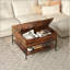 Table basse à plateau rabattable avec rangement - Métal - Dessus à couvercle relevable 31,5 po avec compartiment caché - Table de salon facile à assembler