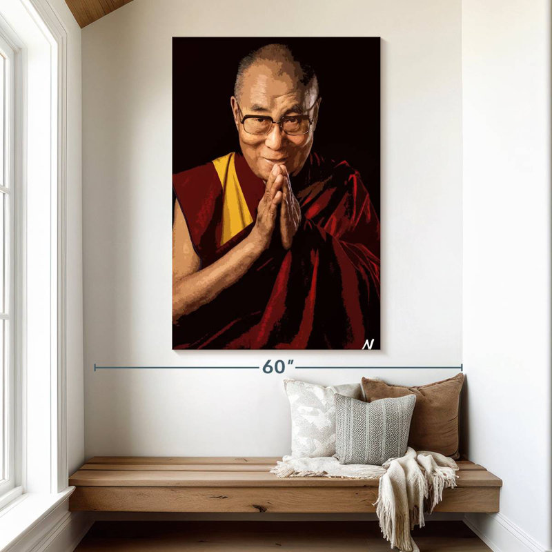 Illustration du dalaï-lama, H 51 po x l 34 po