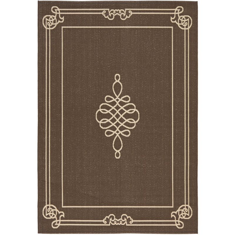 Tapis d'intérieur / extérieur Cherene, Rectangle 4 pi x 5 pi 7 po, Black/Cream