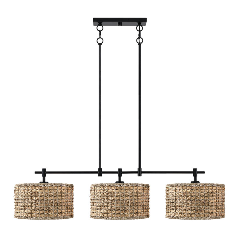 Lustre tambour en rotin 3 lumières Stutz