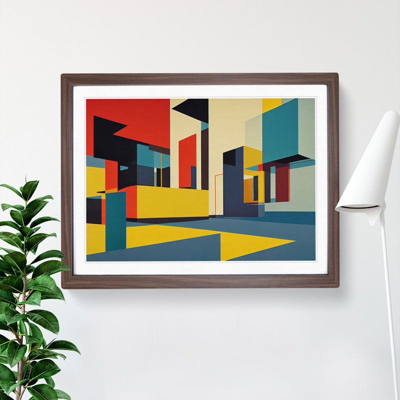 Abstract Suprematism Art Vol.2 - Framed Print, 46cm H x 64cm W x 2cm D, Walnut