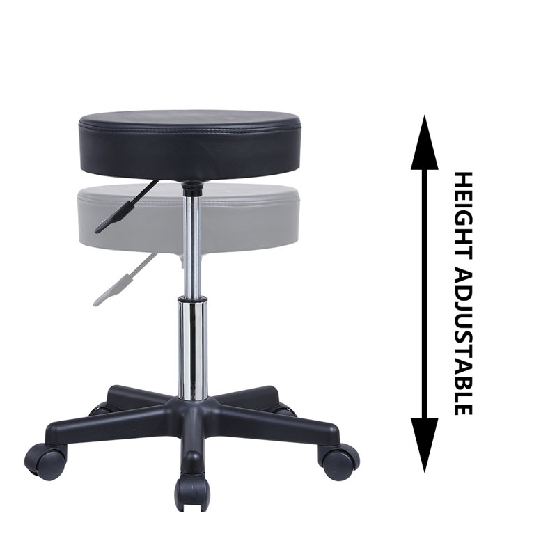 Adjustable Height Ergonomic Stool with Wheels, Black
