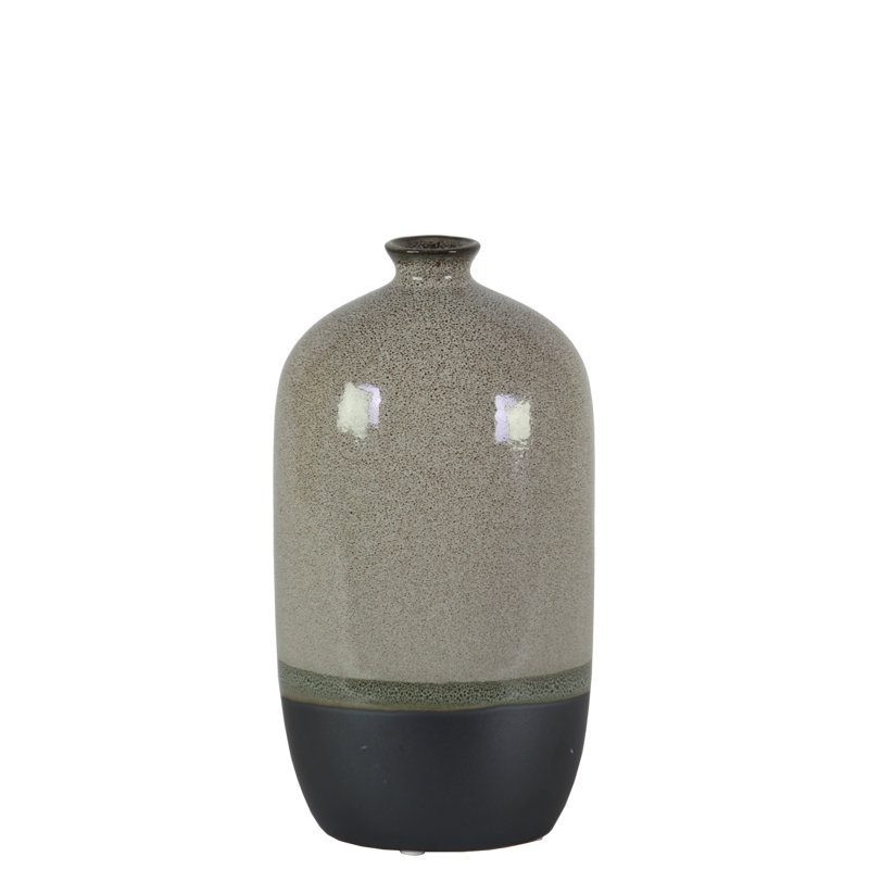 Perri Stoneware Table Vase, 10" H x 5" W x 4" D, Gray