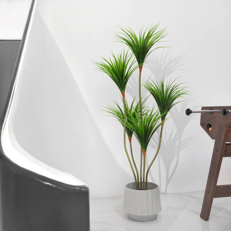 Yucca artificiel vert de 63 po avec faux tronc naturel pour décoration intérieure