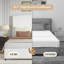 Structure de lit avec tête de lit haute de 56 po, lit plateforme tapissier Boucle avec garniture cloutée, tissu doux, aucun sommier tapissier requis, assemblage facile-1059445096-1059445097