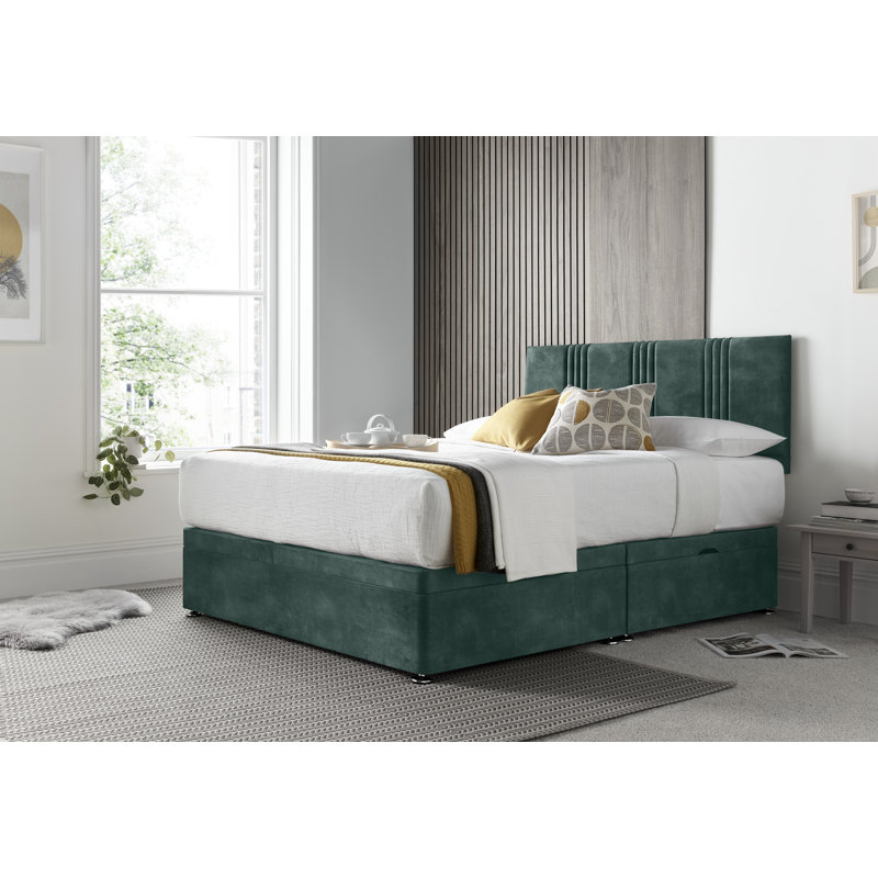 New Empire Conistan Divan Ottoman with Headboard on Struts, Emerald, Small Double (4')