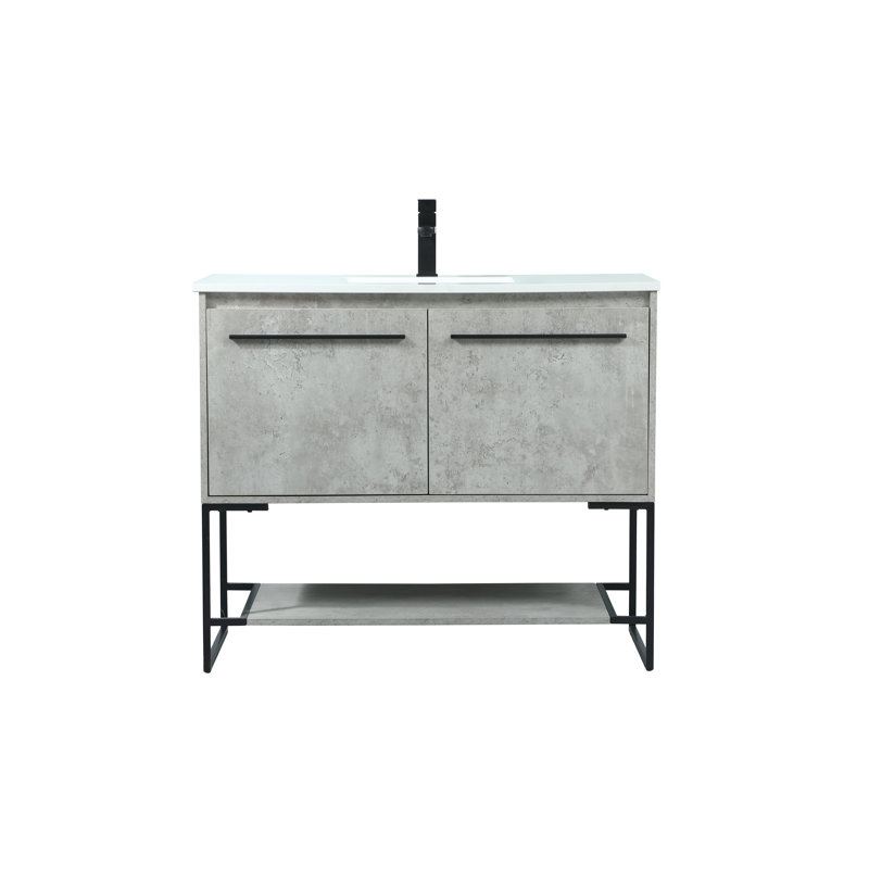 Ensemble de meuble-lavabo simple 40 po Rozell, Noyer brun