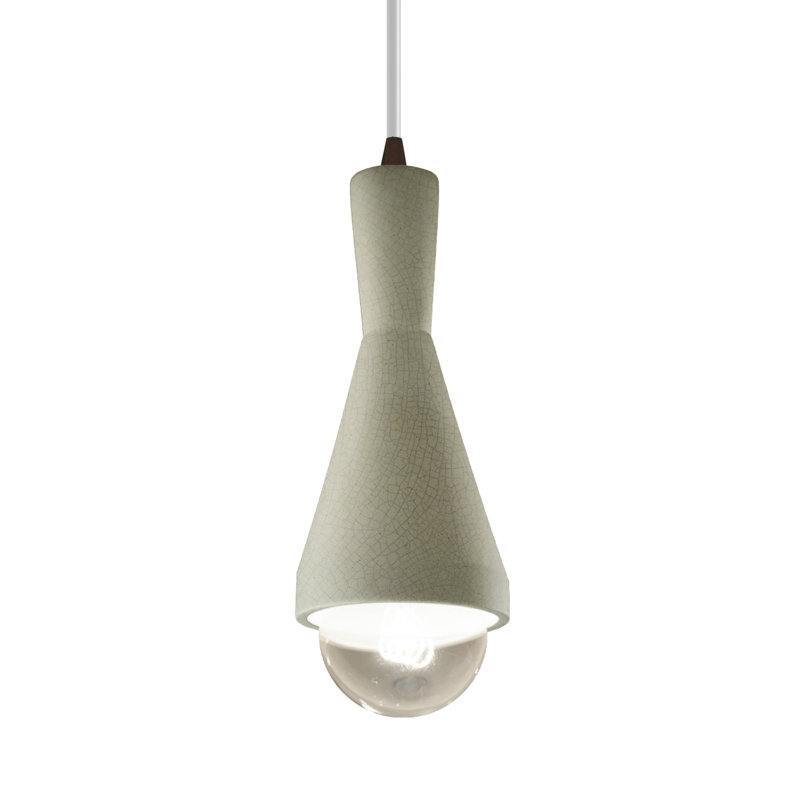 Luminaire suspendu 1 lumière avec détails en métal Breeona, Bronze foncé, Céladon vert craquelé