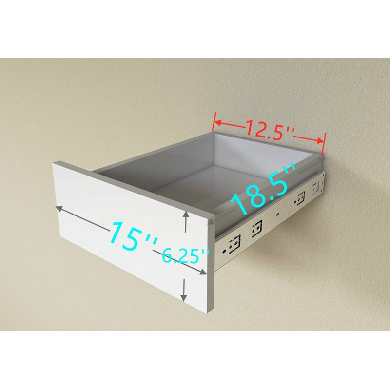 Tiroir blanc pour garde-robe de garde-robe blanc, hauteur de 6,25 po et profondeur de 18 po, H 6,25 po x l 15 po x P 18,5 po