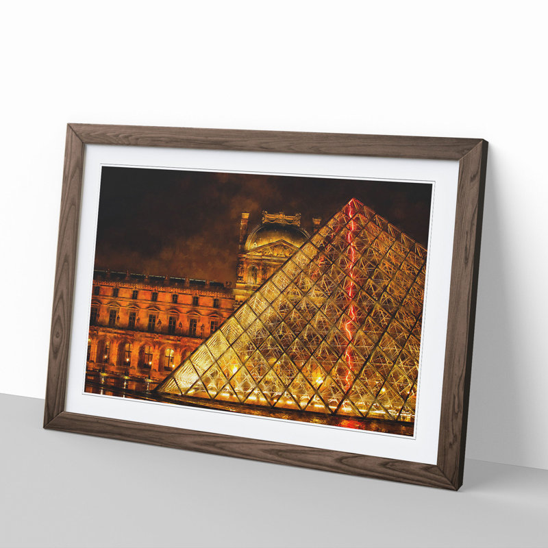 The Louvre in Paris Vol.2 - Picture Frame Graphic Art, Walnut Framed, 48cm H x 65cm W x 2cm D