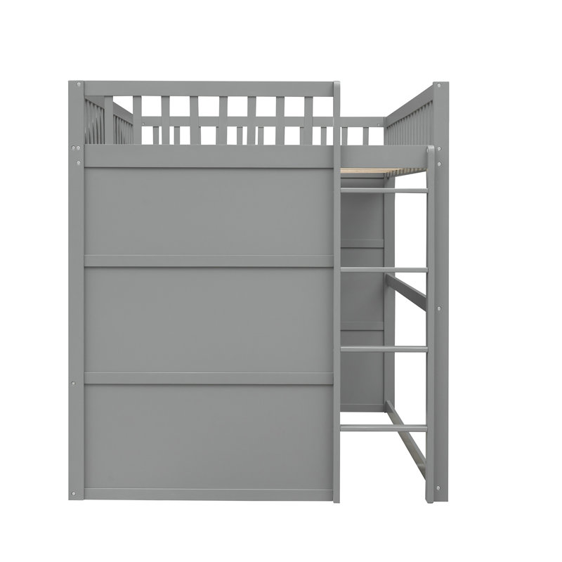 Lit mezzanine avec échelle House, Gris, Lit double