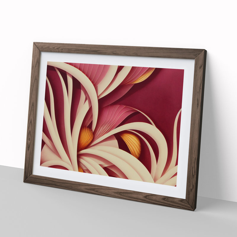 Fine Flowers Deco - Single Picture Frame Print, 46cm H x 64cm W x 2cm D, Walnut