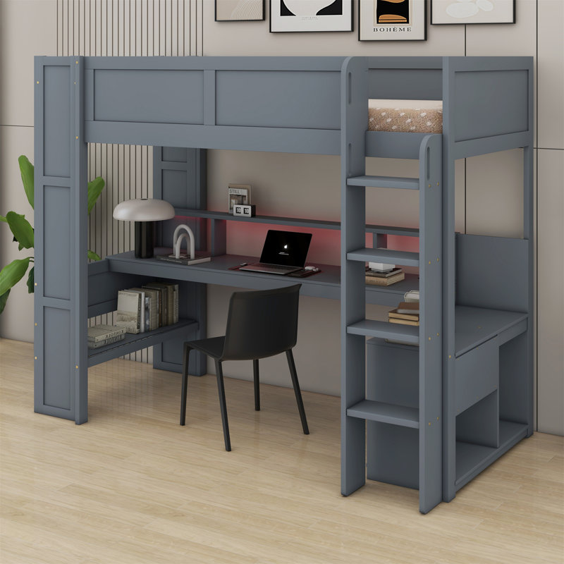 Jaylein Kids Loft Bed with Drawers, Twin